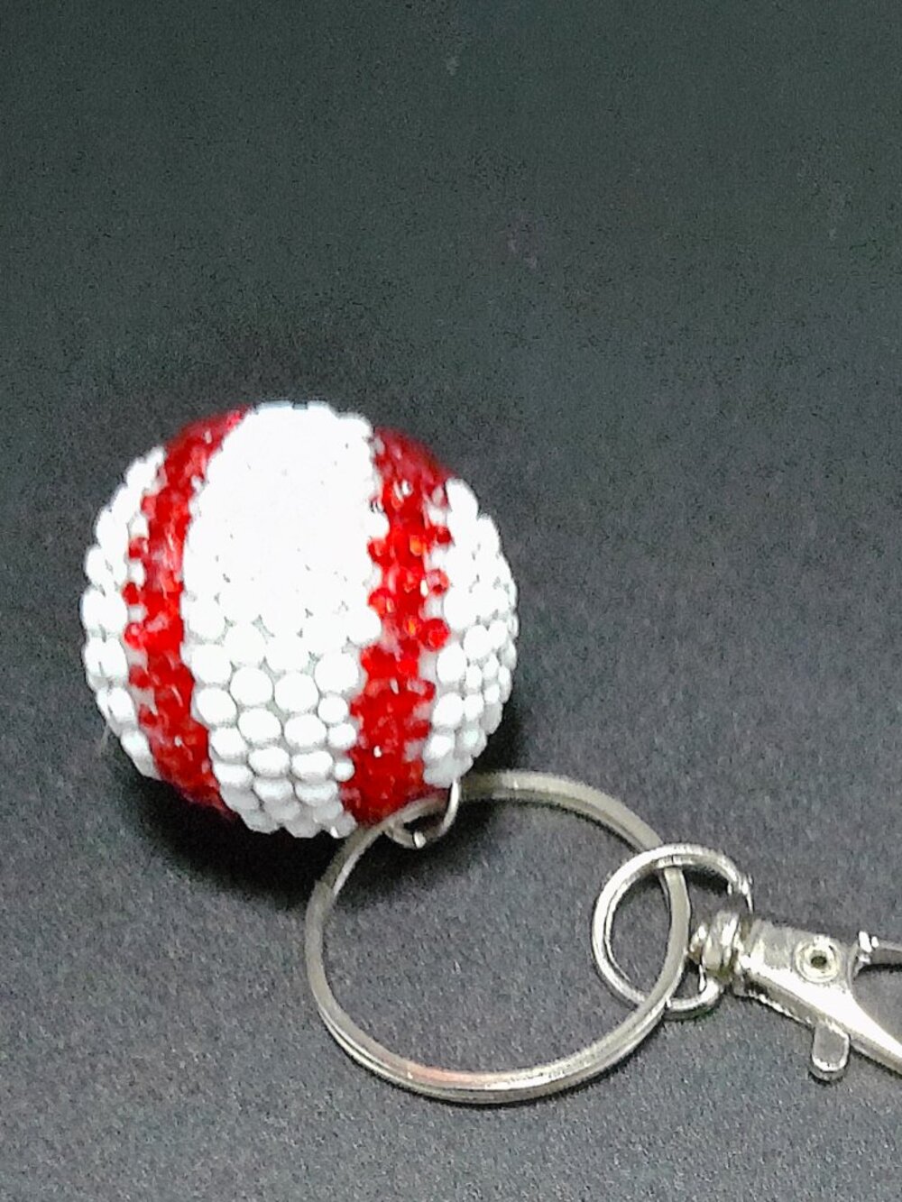 3D Bedazzled Baseball Keychain, Purse, or Backpack Charm